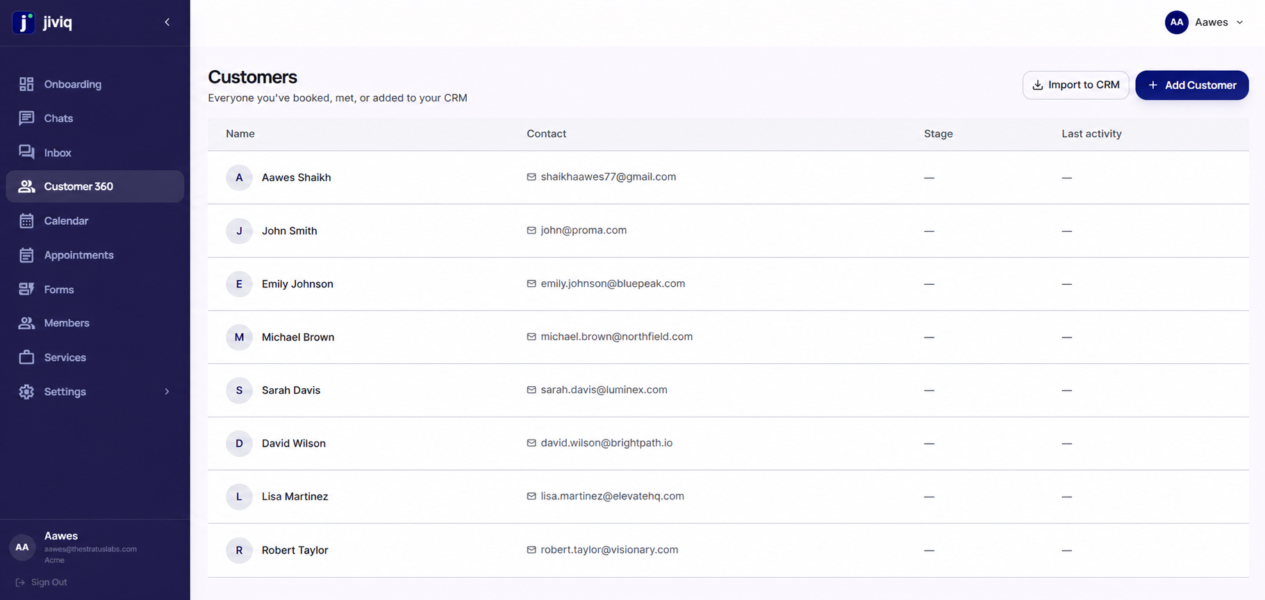 JiviQ Dashboard